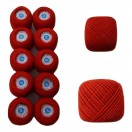 RED - Set Lot of 10 - 6 Ply Strand - Cotton Thread Yarn Cross Stitch Embroidery	